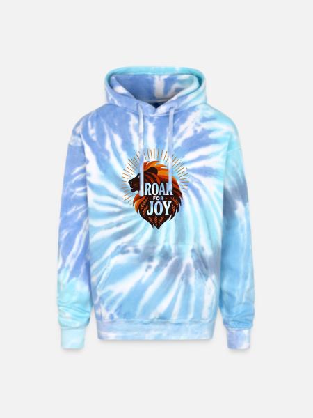 Roar for Joy Lion Emblem - Adult Tie Dye Hoodie - blue lagoon