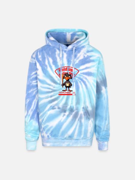 Caffeinated Crow Loading Graphic - Adult Tie Dye Hoodie - blue lagoon