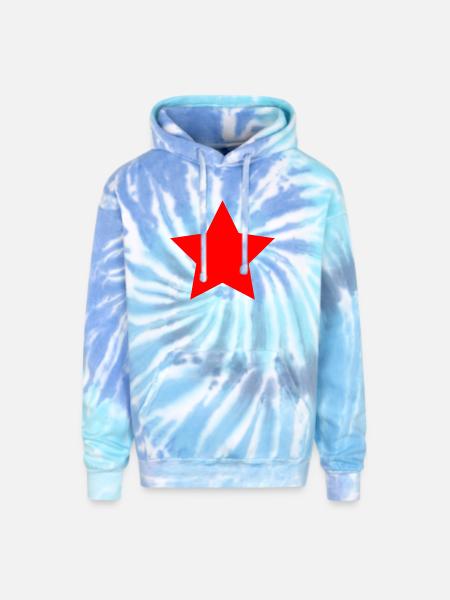 simple red star - Adult Tie Dye Hoodie - blue lagoon