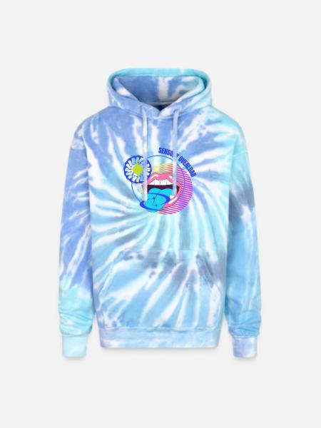 Sensory Overload Glitch Aesthetic - Adult Tie Dye Hoodie - blue lagoon