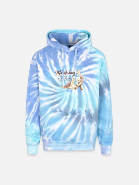 Manifesting Magic Checklist - Adult Tie Dye Hoodie - blue lagoon