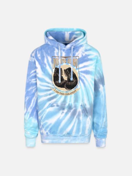 Boxing Hero - i am the greatest - Adult Tie Dye Hoodie - blue lagoon