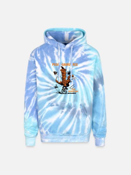 Pedal-Saurus Rex – Ride Prehistoric - Adult Tie Dye Hoodie - blue lagoon