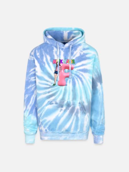 Nick Name F - Adult Tie Dye Hoodie - blue lagoon