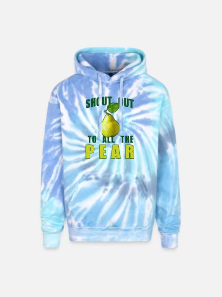 Shout Out To All The Pear - Adult Tie Dye Hoodie - blue lagoon