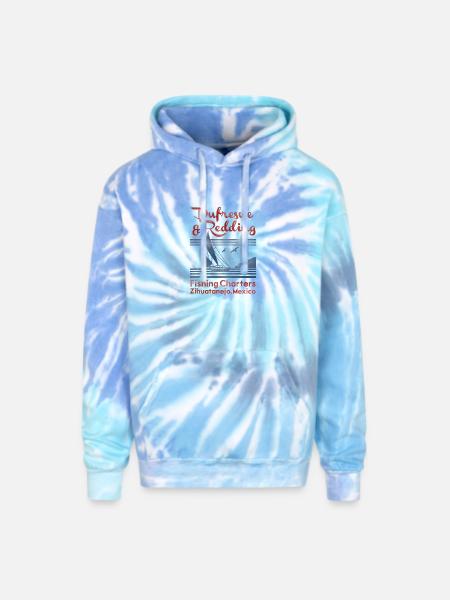 Dufresne and Redding Fishing Charters - Adult Tie Dye Hoodie - blue lagoon