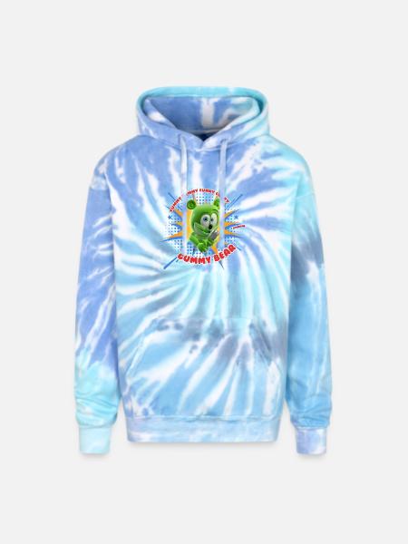 Funny Lucky Gummy Bear - Adult Tie Dye Hoodie - blue lagoon