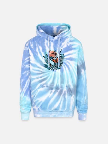 Butterflies planet - Adult Tie Dye Hoodie - blue lagoon