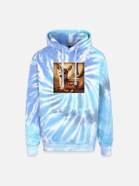 A relative of Bambi - Adult Tie Dye Hoodie - blue lagoon