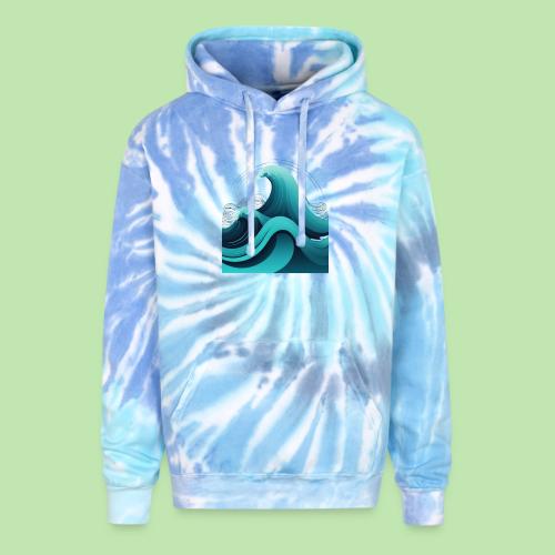 Dynamic Ocean Wave Illustration - Adult Tie Dye Hoodie