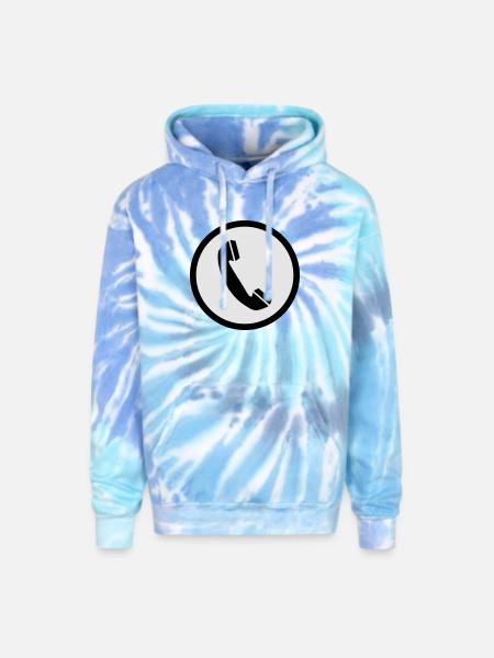 phone sign - Adult Tie Dye Hoodie - blue lagoon