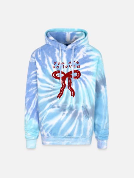 You Are So Loved - Adult Tie Dye Hoodie - blue lagoon