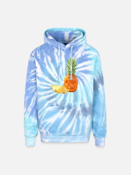 lowpoly pineapple fruit - Adult Tie Dye Hoodie - blue lagoon