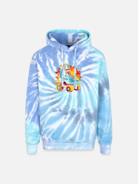 Roller Skates Splotch - Adult Tie Dye Hoodie - blue lagoon