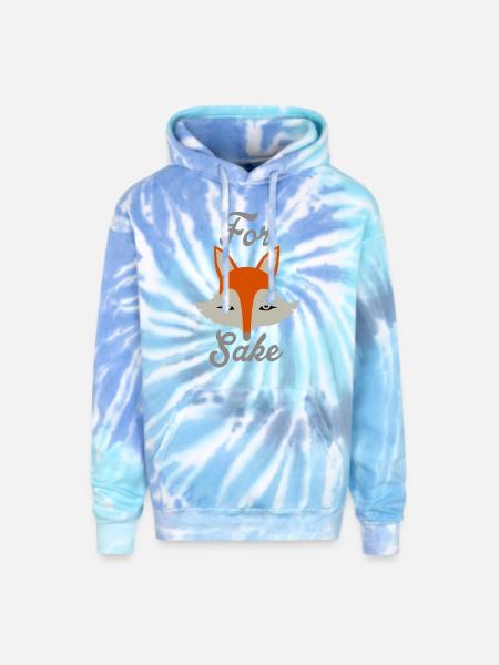 For Fox Sake - Adult Tie Dye Hoodie - blue lagoon