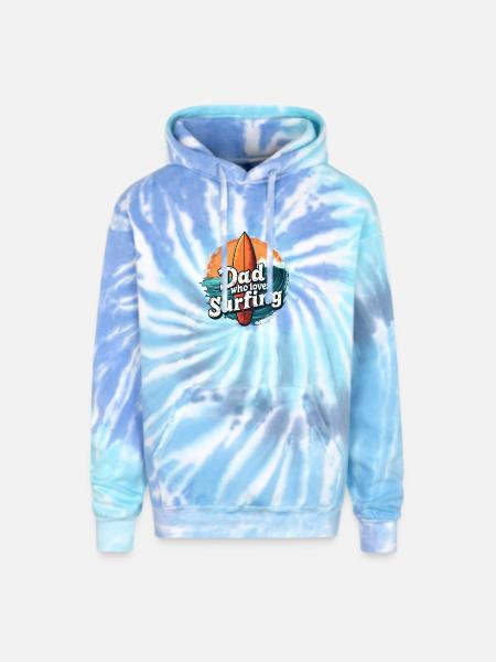 Dad Who Loves Surfing - Adult Tie Dye Hoodie - blue lagoon