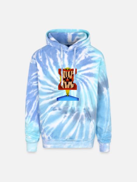 Crazy Face - Adult Tie Dye Hoodie - blue lagoon