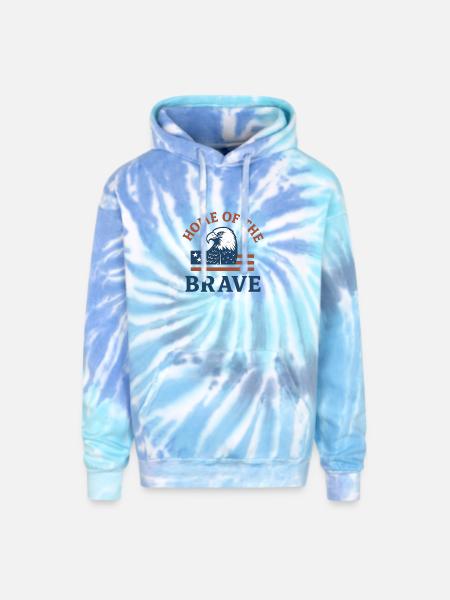 Patriotic Eagle with Bold Text - Adult Tie Dye Hoodie - blue lagoon