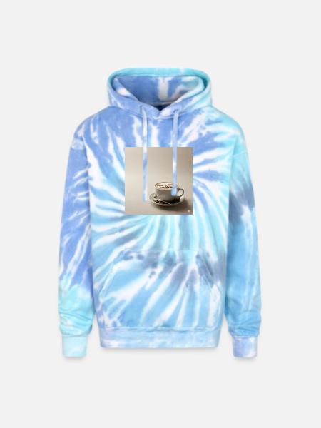 Morning Coffee Latte Art - Adult Tie Dye Hoodie - blue lagoon