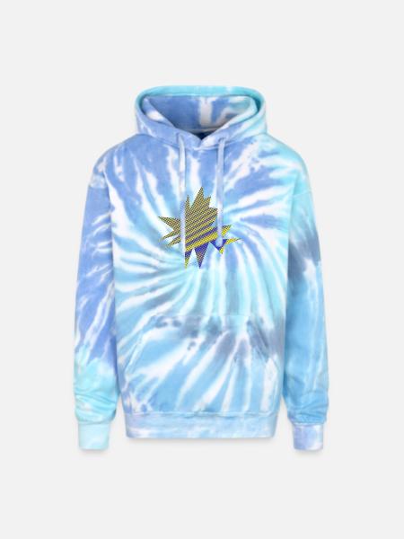 Vibrant Nebula Starburst - Adult Tie Dye Hoodie - blue lagoon