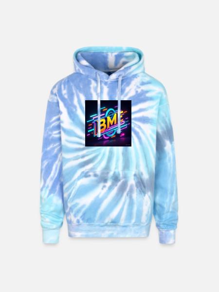 BME Neon Circuit Logo - Adult Tie Dye Hoodie - blue lagoon