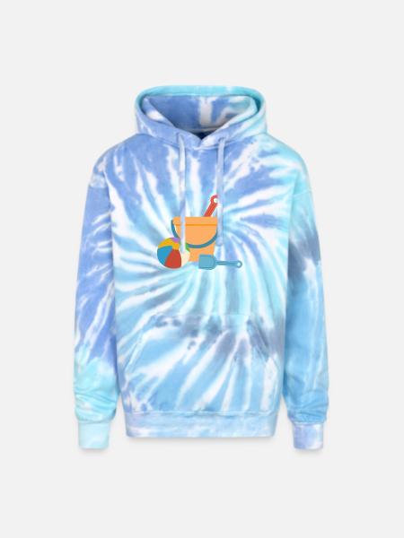 Beach Bucket Playset - Adult Tie Dye Hoodie - blue lagoon