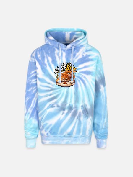 The Last Bite Cat Pizza - Adult Tie Dye Hoodie - blue lagoon
