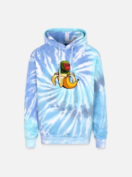 Chimpanzini Bananini Italian Brainrot Meme Art - Adult Tie Dye Hoodie - blue lagoon