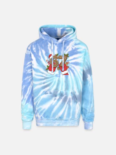 Holiday Gingerbread 6 7 Meme - Adult Tie Dye Hoodie - blue lagoon