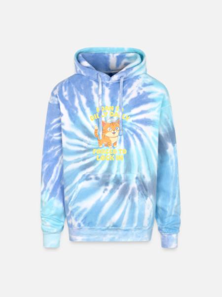 Kitty Lock-In - Adult Tie Dye Hoodie - blue lagoon