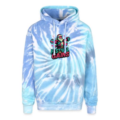 Festival of Gains Funny Gym Santa Christmas - Adult Tie Dye Hoodie