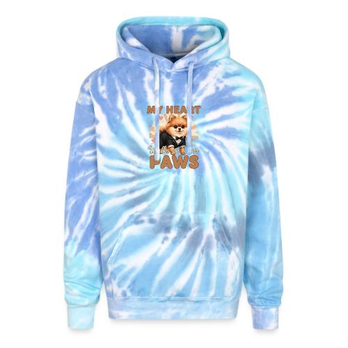 My Heart Walks on Four Paws – Pomeranian tee - Adult Tie Dye Hoodie