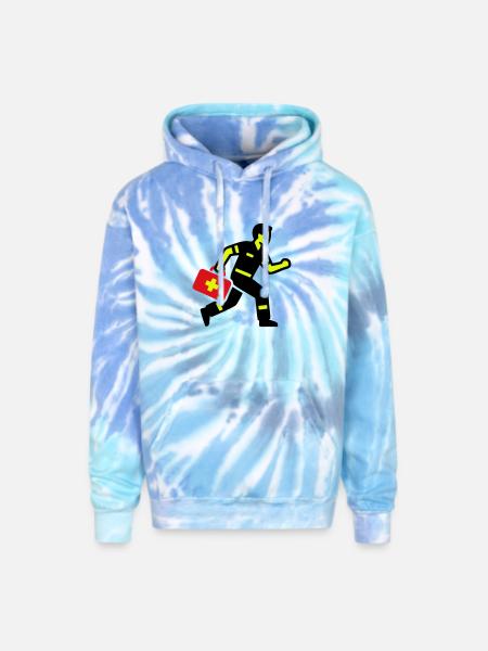 Paramedic Running First Aid Kit - Adult Tie Dye Hoodie - blue lagoon