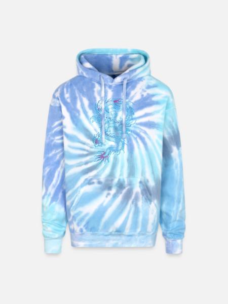 chinese dragon - Adult Tie Dye Hoodie - blue lagoon
