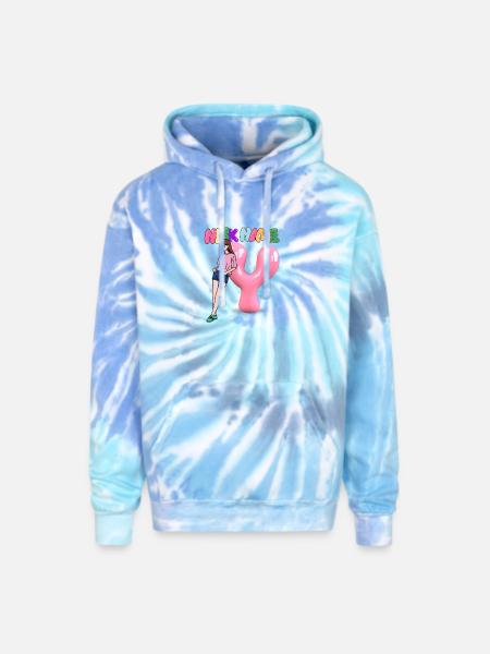 Nick Name Y - Adult Tie Dye Hoodie - blue lagoon