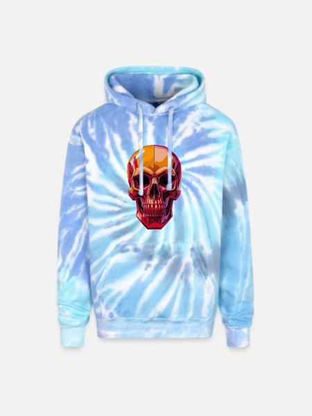 Polygon Skull – Geometric Skull Art - Adult Tie Dye Hoodie - blue lagoon