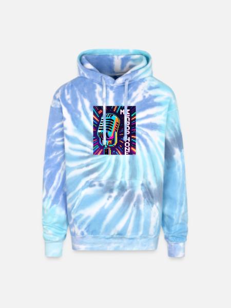 Retro Microphone - Adult Tie Dye Hoodie - blue lagoon