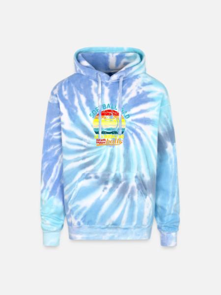 Softball Dad Humor Tee - Adult Tie Dye Hoodie - blue lagoon