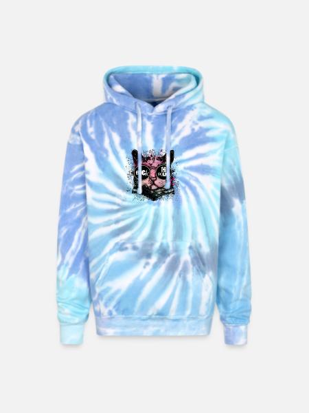 Rebel Cat Neon Splash Glasses - Adult Tie Dye Hoodie - blue lagoon