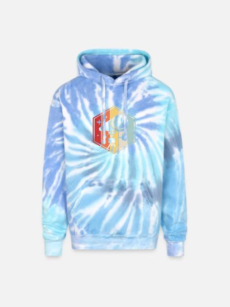 Stargazing Space Telescope - Adult Tie Dye Hoodie - blue lagoon