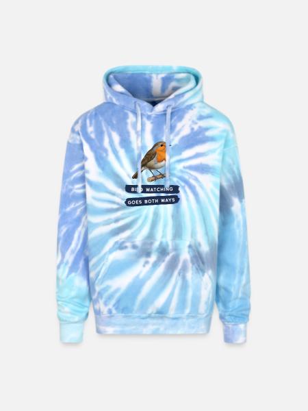 Bird Watching Goes Both Ways - Adult Tie Dye Hoodie - blue lagoon