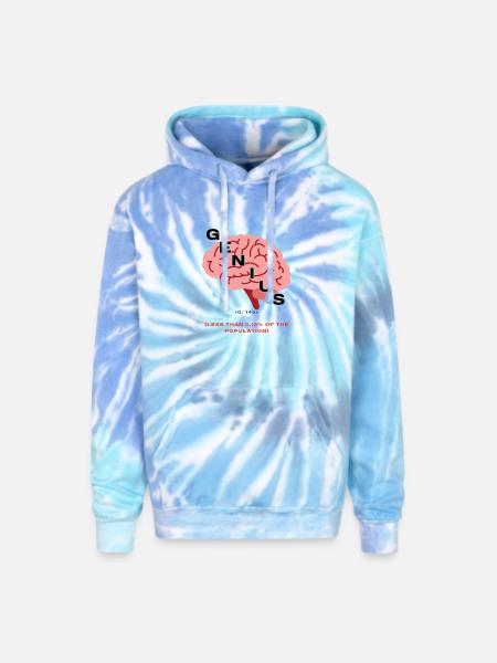 IQ 145plus Genius - Intelligence Quotient - Adult Tie Dye Hoodie - blue lagoon