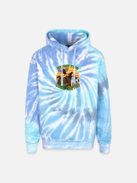 Support Your Local Cryptids - Adult Tie Dye Hoodie - blue lagoon