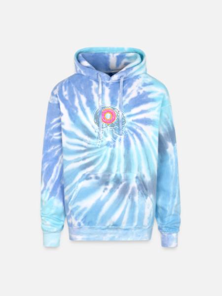 DONUT ON BRAIN X-RAY DESIGN - Adult Tie Dye Hoodie - blue lagoon