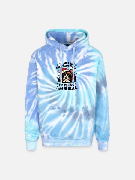 Grumpy Cat in Santa Hat - Adult Tie Dye Hoodie - blue lagoon