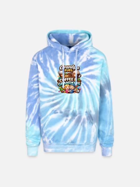 Grandpa Fuel Coffee & Grandkids - Adult Tie Dye Hoodie - blue lagoon