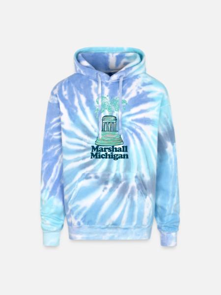 Marshall Michigan - Adult Tie Dye Hoodie - blue lagoon