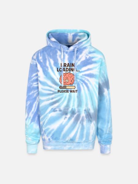 Brain Loading Please Wait - Adult Tie Dye Hoodie - blue lagoon