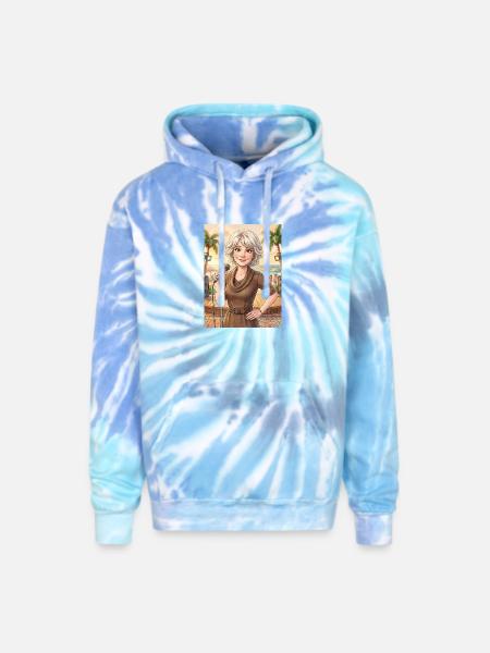 Beach Singer at Sunset - Adult Tie Dye Hoodie - blue lagoon