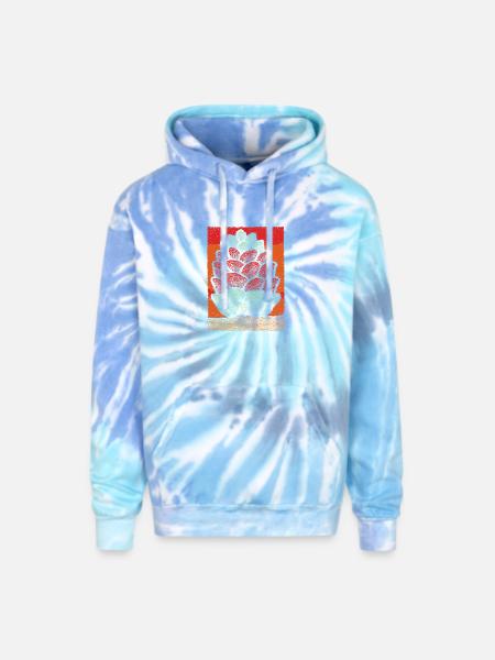 Stacked Pine Cone Pop Art - Adult Tie Dye Hoodie - blue lagoon